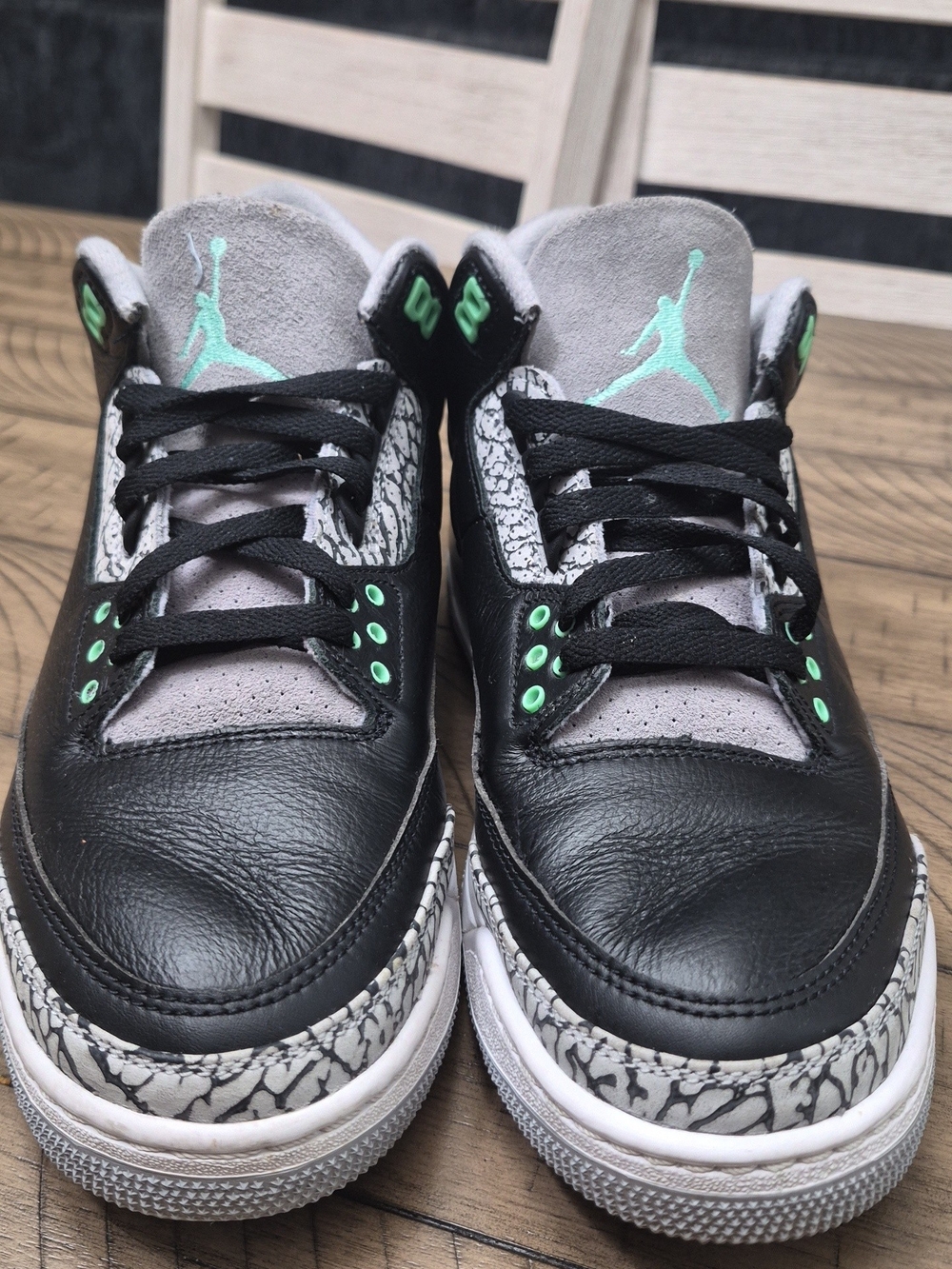 Air Jordan Retro 3 Black/Light Mint Elephant Print